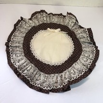 Aida Cloth Ruffled Hoop 14 Count 8&quot; Brown w White Flowers Buds - £10.11 GBP