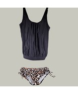 Tankini Womens Swimsuit XL Top Bottom Swim Beach Black and Leopard Unused - $14.99