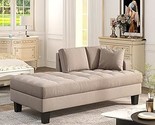 Merax 64&quot; Modern Tufted Chaise Lounge with Toss Pillow Soft Linen Lovese... - $984.99