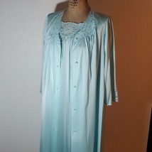 Shadow Line Vintage Nightgown Housecoat Turquoise Blue Prefect Condition Size L - £45.43 GBP