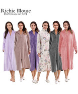 RH Zip Up Robe Women&#39;s Soft Front Long Dressing Fleece Housecoat Lounge ... - £31.96 GBP
