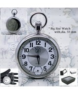 Pocket Watch with Small Second Big 53 MM Silver Color with Fob Chain Gif... - £29.41 GBP