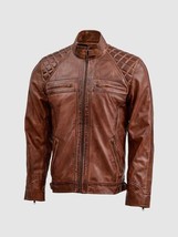 Chaqueta de cuero retro para hombre, abrigo de motociclista con cuello... - £86.44 GBP