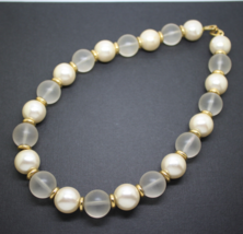 Vintage Signed Napier Lucite and Faux Pearl Large Bead Collar NECKLACE Jewellery - £16.99 GBP