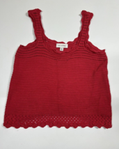 Free Assembly Women&#39;s Red Sweater Tank Top Size Medium Crochet - £16.16 GBP