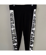 Victoria&#39;s Secret Black Yoga Leggings with White Logo - $15.68