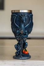 Fierce Guardian Dragon + Sword Wine Goblet Faux Stone Gothic Fantasy Scu... - £15.32 GBP