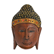 Oriental Wood Brown Buddha Head Hand Crafted Wall Art - £30.11 GBP
