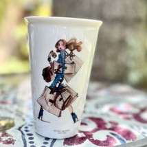 Rare Henri Bendel NY Porcelain Shopper Girl Travel Mug Coffee Tumbler Cu... - $88.83