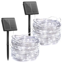 Outdoor Solar String Lights, 2 Pack 33 Feet 100 Led Solar Powered Fairy Lights W - £23.59 GBP