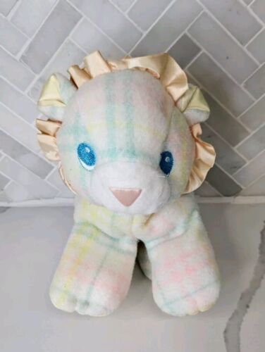 Vtg Playskool Baby Blankies Snuzzles Lion Plaid Plush Toy Stuffed Pastel NO TAG! - $98.95
