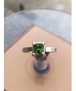 Green Tourmaline Men&#39;s Ring with Silver 925 Unheated and Untreated - $45.99