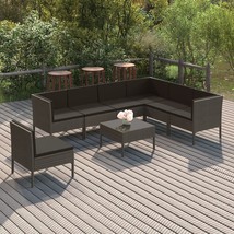  Garden Lounge Set Grey PE Rattan Large Modular - $15,515.79 MXN