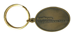 Vintage Raytheon Defense Systems Gold tone Metal Keychain Key Chain - $15.47