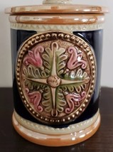 Vintage Multi Colored 4&quot; Round Ceramic Canister Bearded Man Smoking Pipe... - $112.07 CAD