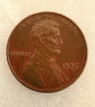 1976 No Mint Mark RD Error Penny with Off-center Rim, Letter Errors and ... - $225.72