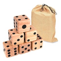 Trademark Innovations Giant Wood Yard Dice with Carry Bag (Black Dots), 3.5&quot; - £46.65 GBP