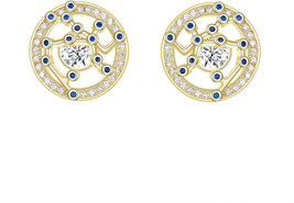 Sagittarius Sterling Sliver CZ Horoscope Zodiac Constellation Stud Earrings Gold - £45.63 GBP