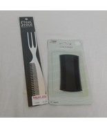 Combs Set 2 Metal Dual Purpose Forked Comb Steel Style Two Sided Beard L... - £4.71 GBP