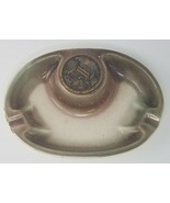 Ashtray The Hyde Park Hotel Table Ceramic Brass Vintage 1950 Brown White... - $23.70