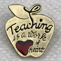 Teaching is a Work of Love Apple Heart Vintage Pin Brooch - £9.37 GBP