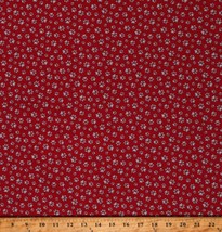 Cotton Pets Dogs Prints Tracks Paws Red Fabric Print by Yard D753.19 - £10.33 GBP