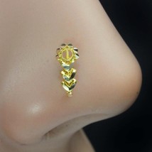 Beautiful Vertical 14K Pure Gold Nose Stud Indian Women Push pin Nose stud - £23.55 GBP