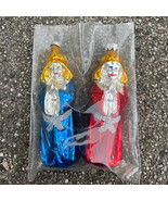 Glass Christmas Angel Ornaments Blue &amp; Red Glass Christmas 3.5&quot;T Made in... - £14.65 GBP