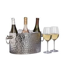 Wine or Champagne 3-Bottle Chiller, Bucket, Silver - Hammered - HandCrafted - Re - £79.93 GBP