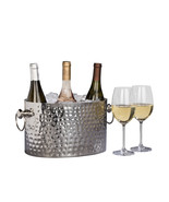 Wine or Champagne 3-Bottle Chiller, Bucket, Silver - Hammered - HandCraf... - $137.75 CAD