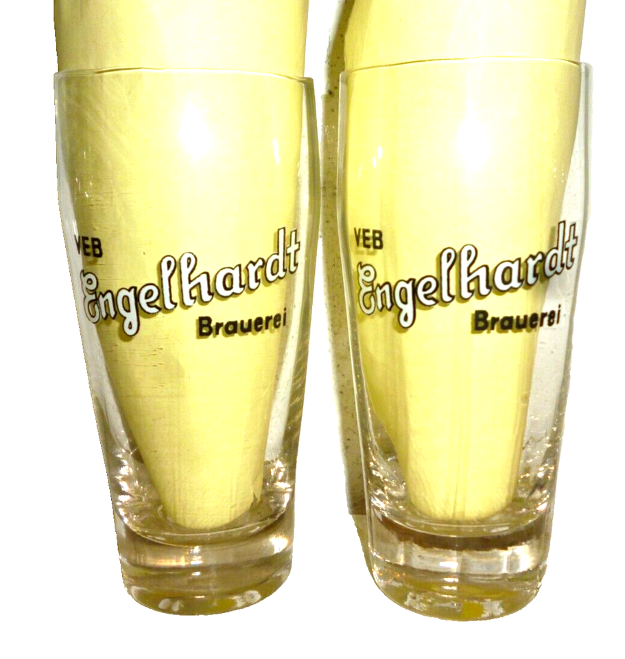 2 x 1950/60s  VEB Engelhardt +1990 Berlin Stralau East German Beer Glasses - £19.63 GBP