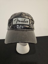 Fender Black Latex/Rubber Coated Trucker Hat - Gray Mesh Strapback One Size - £12.93 GBP