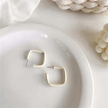 White Enamel &amp; Silver-Plated Twisted Square Drop Earrings - £10.38 GBP