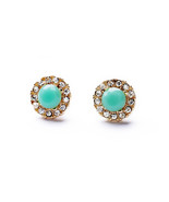 Mint Green + Crystal Stud Earrings - £12.78 GBP