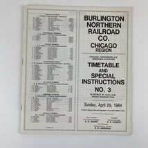BN BURLINGTON NORTHERN CHICAGO REGION EMPLOYEE TIMETABLE #3 April 29, 1984 - $9.89