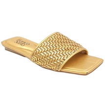 Franco Sarto Women Classic Slide Sandals Caven3 Size US 5.5M Gold Woven - £27.10 GBP