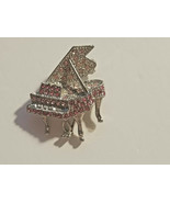 Vintage Grand Piano pink &amp; Champaign crystal Silver Tone Brooch Pin - $19.08 CAD