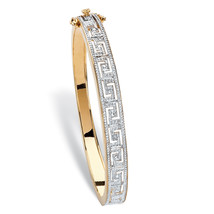 PalmBeach Jewelry Genuine Diamond Accent Gold-Plated Greek Key Bangle Bracelet - £47.22 GBP