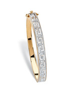 PalmBeach Jewelry Genuine Diamond Accent Gold-Plated Greek Key Bangle Br... - £47.19 GBP