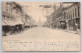 Waco TX Texas Scene On Austin Street 1907 To Linglestown PA Postcard F34 - £10.00 GBP