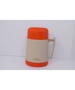 Vintage Thermos Orang &amp; Tan Model 6002 10 oz. Wide Mouth Plastic - £9.32 GBP