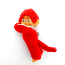 Vtg 80&#39;s Monchhichi Style Pencil Hugger Red Valentine w/Ribbon 5&quot; Clip o... - $18.86