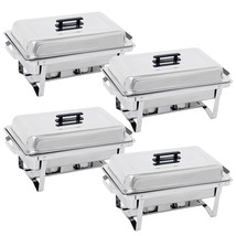 4 Pack 8 Qt Stainless Steel Chafer Chafing Dish Sets Catering Food Warmer - £138.70 GBP