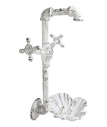 Cast Iron Antiqued White Spigot Faucet Bird On Flower Wall Bird Feeder B... - $54.66 CAD