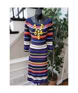 Halogen Long Maxi Dress Womens XL Multi Striped Rayon Long Sleeve Round ... - $44.55