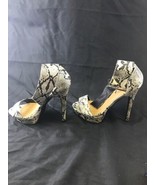 Just Fabulous Faux Snakeskin Stiletto Heels Buckles Size 7 KG Sexy Clubwear - £18.51 GBP