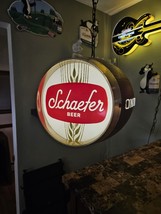 Vintage Schaefer Beer Rotating Barrel Sign With Clock And Lights Very Cool! - $3,682.91 MXN