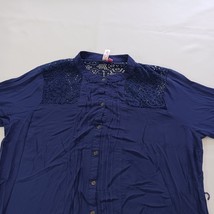 Dolled Up By Fang Women's Blue 3/4 Sleeve Button Shirt Size 1XL Chest 40" image 6