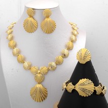 Sunny Jewelry Set Costume Shell Earrings Necklace Bracelet Ring Simple Design Go - £42.38 GBP