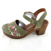 Eric Michael Green Embroidered Floral Slingback Sandals Heels Womens 40 Portugal - £39.69 GBP